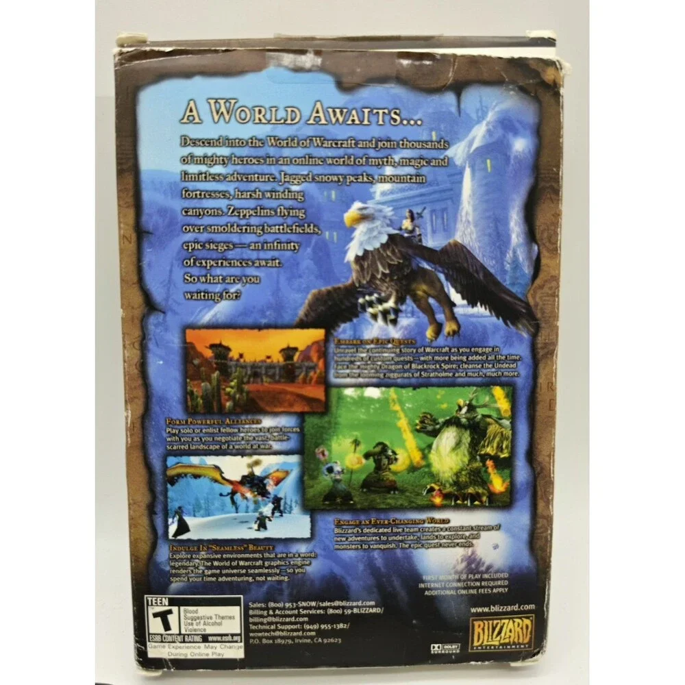World of Warcraft PC 2004 Box Set 5 Discs Manual Trial Edition Blizzard Game Vtg